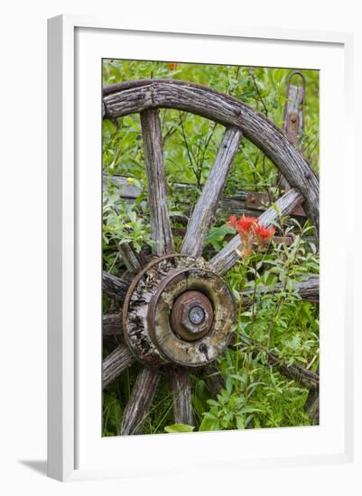 Wagon Wheel in Old Gold Town Barkersville, British Columbia, Canada-Michael DeFreitas-Framed Photographic Print