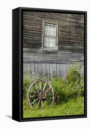 Wagon Wheel in Old Gold Town Barkersville, British Columbia, Canada-Michael DeFreitas-Framed Premier Image Canvas