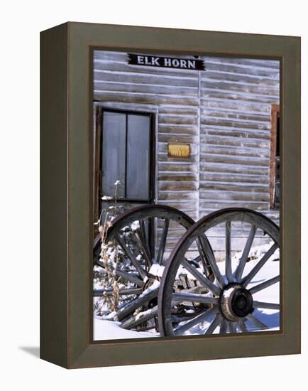 Wagon Wheels at Elkhorn Ghost Town, Montana, USA-Chuck Haney-Framed Premier Image Canvas