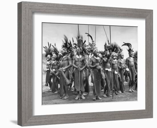 Wahgi Natives of the Central Highlands Wearing Elaborate Decorations During "Sing Sing" Celebration-Eliot Elisofon-Framed Photographic Print