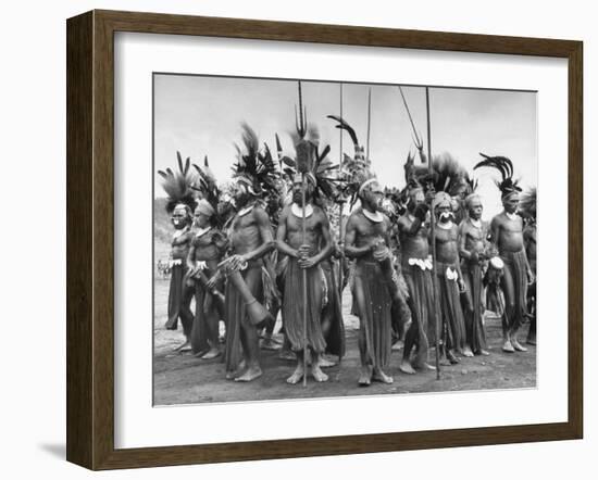 Wahgi Natives of the Central Highlands Wearing Elaborate Decorations During "Sing Sing" Celebration-Eliot Elisofon-Framed Photographic Print