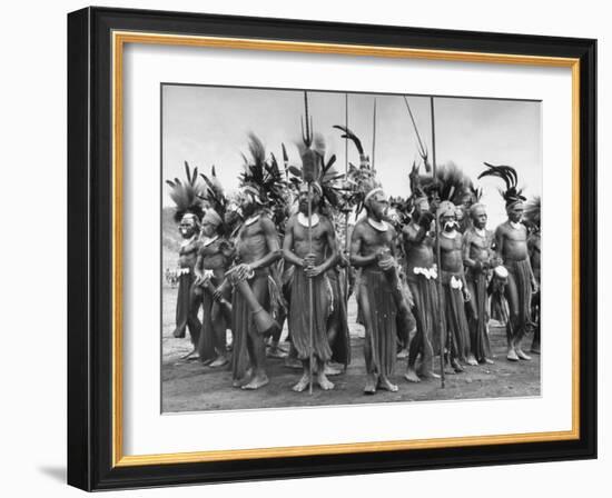 Wahgi Natives of the Central Highlands Wearing Elaborate Decorations During "Sing Sing" Celebration-Eliot Elisofon-Framed Photographic Print