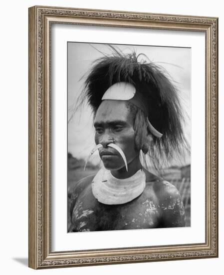 Wahgi Natives of the Central Highlands Wearing Elaborate Decorations During "Sing Sing" Celebration-Eliot Elisofon-Framed Photographic Print