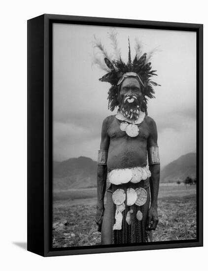 Wahgi Natives of the Central Highlands Wearing Elaborate Decorations During "Sing Sing" Celebration-Eliot Elisofon-Framed Premier Image Canvas