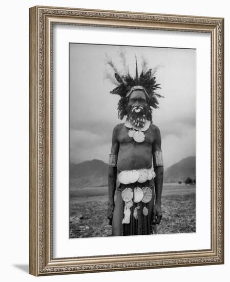 Wahgi Natives of the Central Highlands Wearing Elaborate Decorations During "Sing Sing" Celebration-Eliot Elisofon-Framed Photographic Print