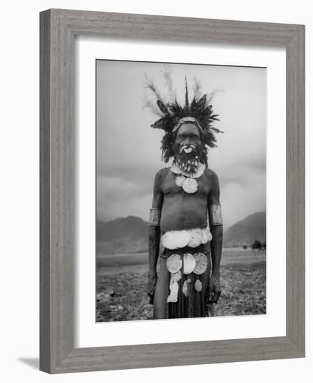 Wahgi Natives of the Central Highlands Wearing Elaborate Decorations During "Sing Sing" Celebration-Eliot Elisofon-Framed Photographic Print