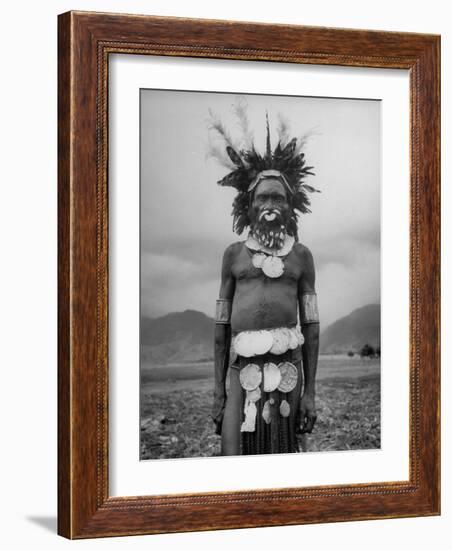 Wahgi Natives of the Central Highlands Wearing Elaborate Decorations During "Sing Sing" Celebration-Eliot Elisofon-Framed Photographic Print