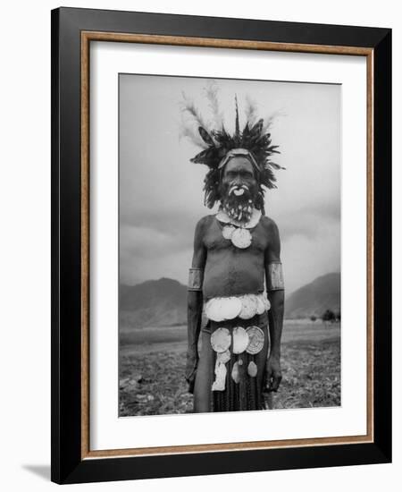 Wahgi Natives of the Central Highlands Wearing Elaborate Decorations During "Sing Sing" Celebration-Eliot Elisofon-Framed Photographic Print