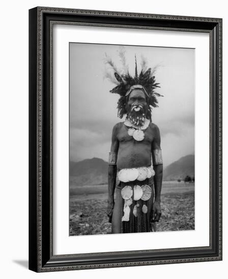 Wahgi Natives of the Central Highlands Wearing Elaborate Decorations During "Sing Sing" Celebration-Eliot Elisofon-Framed Photographic Print