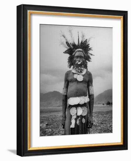 Wahgi Natives of the Central Highlands Wearing Elaborate Decorations During "Sing Sing" Celebration-Eliot Elisofon-Framed Photographic Print