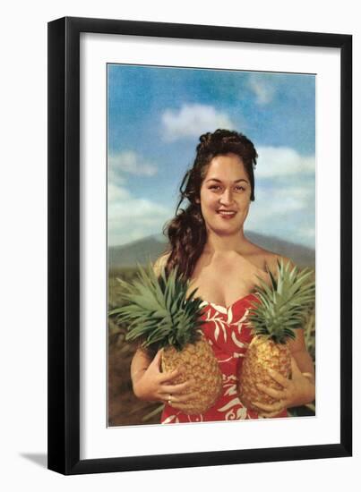 Wahini with Pineapples, Hawaii-null-Framed Art Print