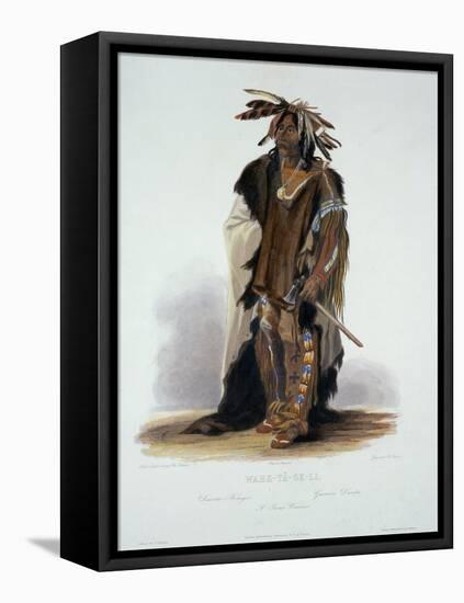 Wahk-Ta-Ge-Li, a Sioux Warrior, Plate 8 from Volume 2 of "Travels in the Interior of North America"-Karl Bodmer-Framed Premier Image Canvas