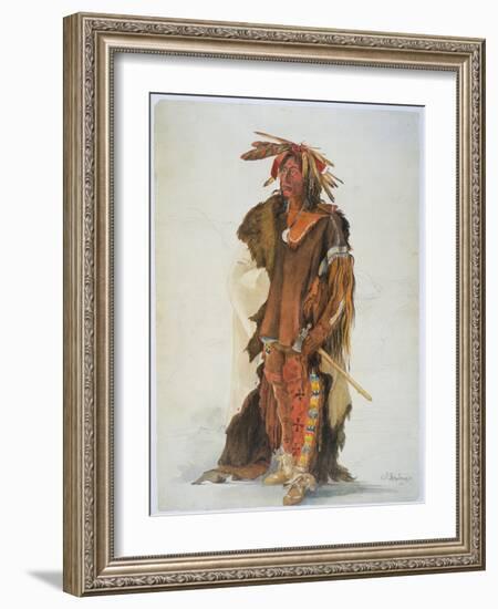 Wahk-Ta-Ge-Li. A Sioux Warrior-Karl Bodmer-Framed Giclee Print