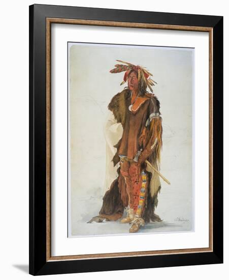 Wahk-Ta-Ge-Li. A Sioux Warrior-Karl Bodmer-Framed Giclee Print