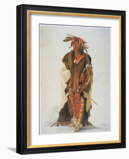 Wahk-Ta-Ge-Li. A Sioux Warrior-Karl Bodmer-Framed Giclee Print