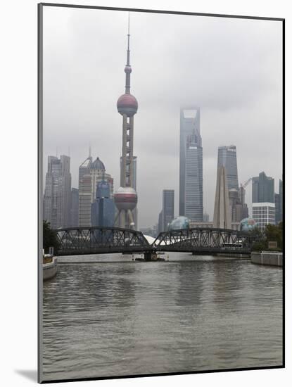 Waibaidu Bridge (Garden Bridge) over Suzhou Creek, Pudong Skyline with Oriental Pearl Tower and Sha-Amanda Hall-Mounted Photographic Print