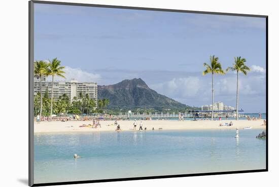 Waikiki Beach and Diamond Head, Waikiki, Honolulu, Oahu, Hawaii, United States of America, Pacific-Michael DeFreitas-Mounted Photographic Print