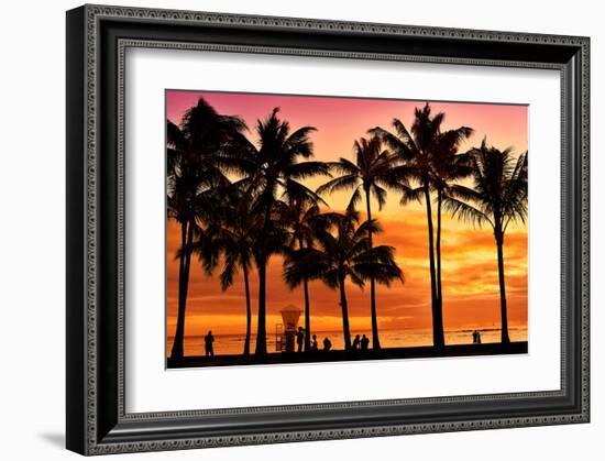 Waikiki Beach, Honolulu, Island of Oahu, Hawaii, USA-null-Framed Art Print