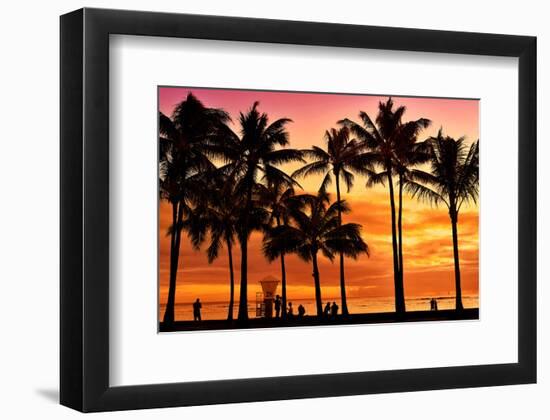 Waikiki Beach, Honolulu, Island of Oahu, Hawaii, USA-null-Framed Art Print