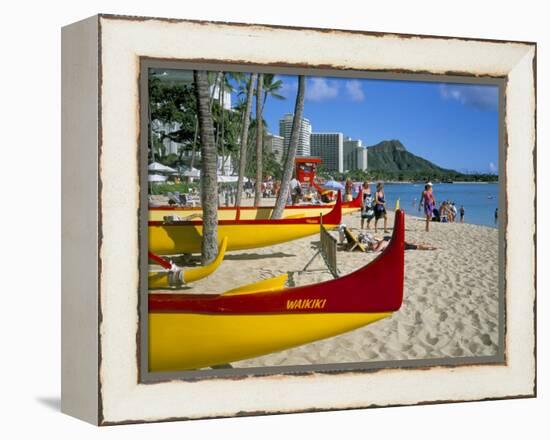 Waikiki Beach, Honolulu, Oahu, Hawaiian Islands, United States of America, Pacific, North America-Geoff Renner-Framed Premier Image Canvas