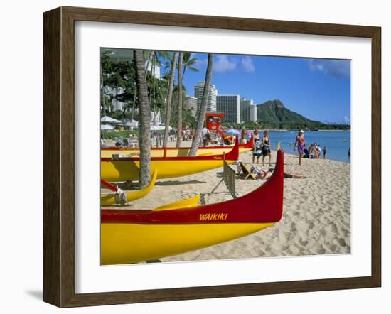 Waikiki Beach, Honolulu, Oahu, Hawaiian Islands, United States of America, Pacific, North America-Geoff Renner-Framed Photographic Print