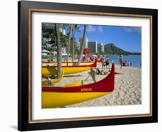 Waikiki Beach, Honolulu, Oahu, Hawaiian Islands, United States of America, Pacific, North America-Geoff Renner-Framed Photographic Print