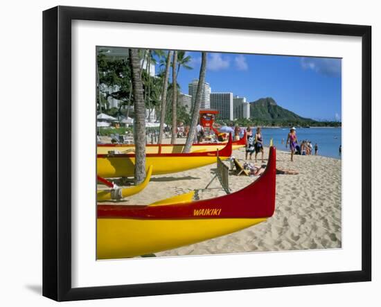 Waikiki Beach, Honolulu, Oahu, Hawaiian Islands, United States of America, Pacific, North America-Geoff Renner-Framed Photographic Print