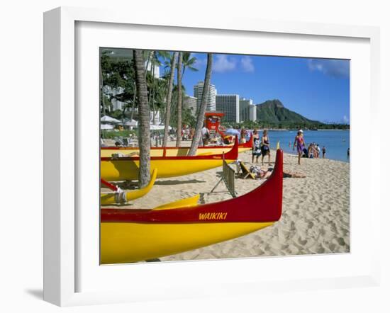 Waikiki Beach, Honolulu, Oahu, Hawaiian Islands, United States of America, Pacific, North America-Geoff Renner-Framed Photographic Print