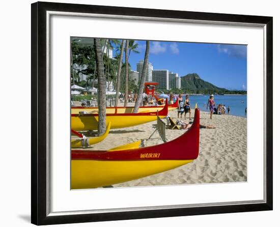 Waikiki Beach, Honolulu, Oahu, Hawaiian Islands, United States of America, Pacific, North America-Geoff Renner-Framed Photographic Print