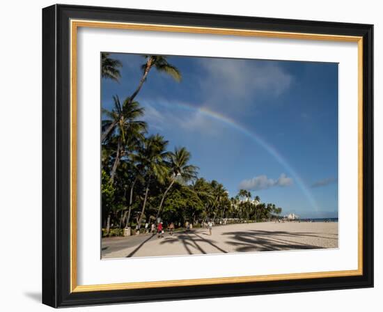 Waikiki Beach Near the Hilton Hawaiian Village in Honolulu, Oahu, Hawaii, Usa-Bill Bachmann-Framed Photographic Print