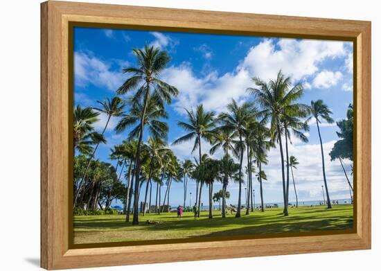 Waikiki Beach, Oahau, Hawaii, United States of America, Pacific-Michael-Framed Premier Image Canvas