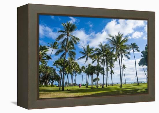 Waikiki Beach, Oahau, Hawaii, United States of America, Pacific-Michael-Framed Premier Image Canvas