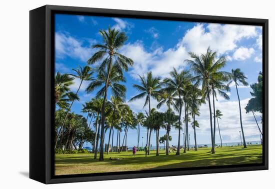 Waikiki Beach, Oahau, Hawaii, United States of America, Pacific-Michael-Framed Premier Image Canvas