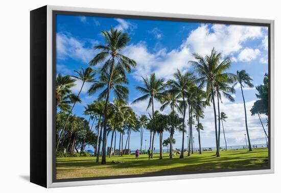 Waikiki Beach, Oahau, Hawaii, United States of America, Pacific-Michael-Framed Premier Image Canvas