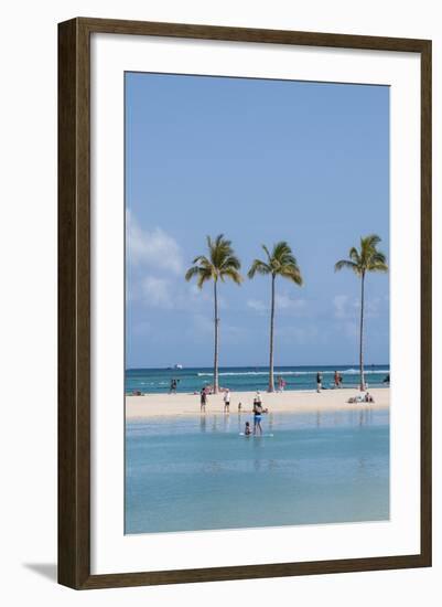 Waikiki Beach, Waikiki, Honolulu, Oahu, Hawaii, United States of America, Pacific-Michael DeFreitas-Framed Photographic Print