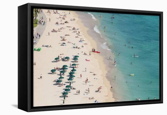 Waikiki Beach, Waikiki, Honolulu, Oahu, Hawaii, United States of America, Pacific-Michael DeFreitas-Framed Premier Image Canvas