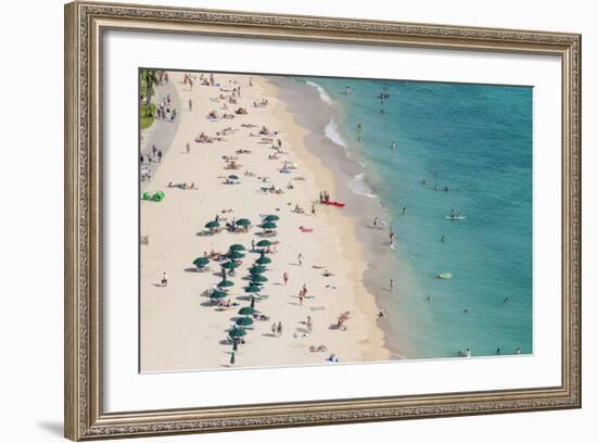 Waikiki Beach, Waikiki, Honolulu, Oahu, Hawaii, United States of America, Pacific-Michael DeFreitas-Framed Photographic Print