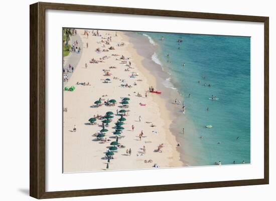 Waikiki Beach, Waikiki, Honolulu, Oahu, Hawaii, United States of America, Pacific-Michael DeFreitas-Framed Photographic Print