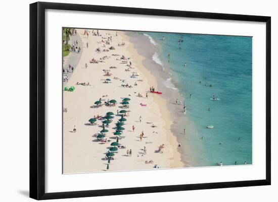 Waikiki Beach, Waikiki, Honolulu, Oahu, Hawaii, United States of America, Pacific-Michael DeFreitas-Framed Photographic Print