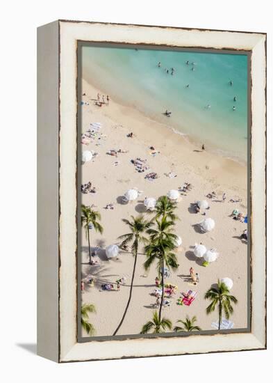 Waikiki Beach, Waikiki, Honolulu, Oahu, Hawaii, United States of America, Pacific-Michael DeFreitas-Framed Premier Image Canvas