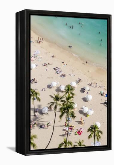 Waikiki Beach, Waikiki, Honolulu, Oahu, Hawaii, United States of America, Pacific-Michael DeFreitas-Framed Premier Image Canvas