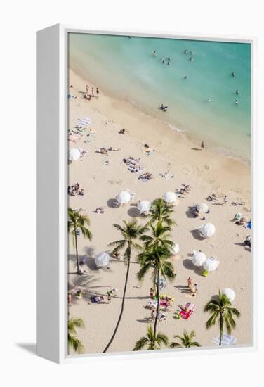 Waikiki Beach, Waikiki, Honolulu, Oahu, Hawaii, United States of America, Pacific-Michael DeFreitas-Framed Premier Image Canvas