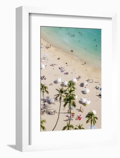 Waikiki Beach, Waikiki, Honolulu, Oahu, Hawaii, United States of America, Pacific-Michael DeFreitas-Framed Photographic Print