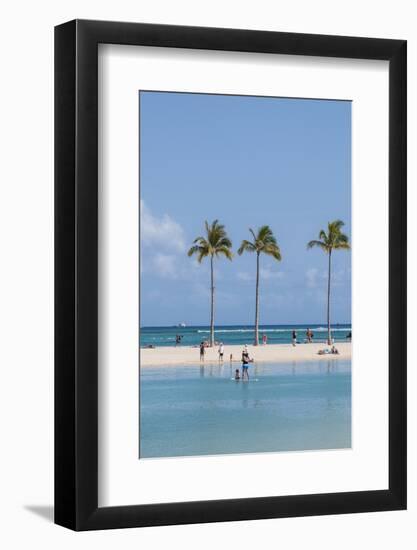 Waikiki Beach, Waikiki, Honolulu, Oahu, Hawaii, United States of America, Pacific-Michael DeFreitas-Framed Photographic Print