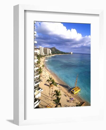 Waikiki Beach with Diamond Head, Honolulu, Oahu, Hawaii-Bill Bachmann-Framed Photographic Print