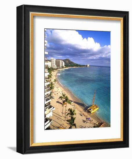 Waikiki Beach with Diamond Head, Honolulu, Oahu, Hawaii-Bill Bachmann-Framed Photographic Print