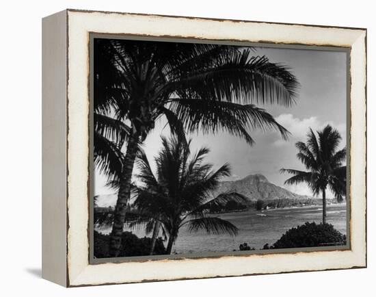 Waikiki Beach with Diamond Head in Rear as Seen from Across the Bay at the Royal Hawaiian-William C^ Shrout-Framed Premier Image Canvas