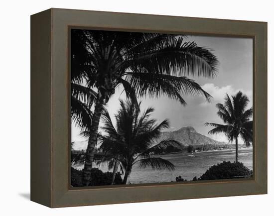 Waikiki Beach with Diamond Head in Rear as Seen from Across the Bay at the Royal Hawaiian-William C^ Shrout-Framed Premier Image Canvas