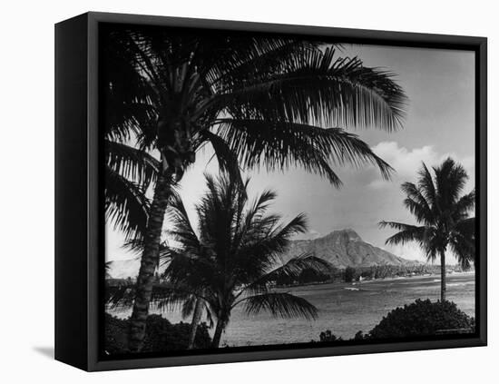 Waikiki Beach with Diamond Head in Rear as Seen from Across the Bay at the Royal Hawaiian-William C^ Shrout-Framed Premier Image Canvas