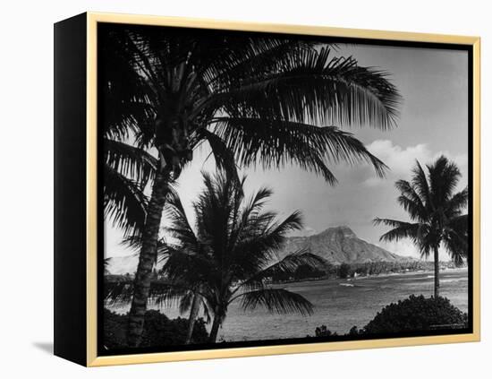 Waikiki Beach with Diamond Head in Rear as Seen from Across the Bay at the Royal Hawaiian-William C^ Shrout-Framed Premier Image Canvas